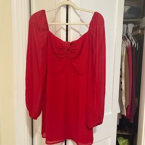 Lulu's Ruby Red Long-Sleeve Babydoll Tunic